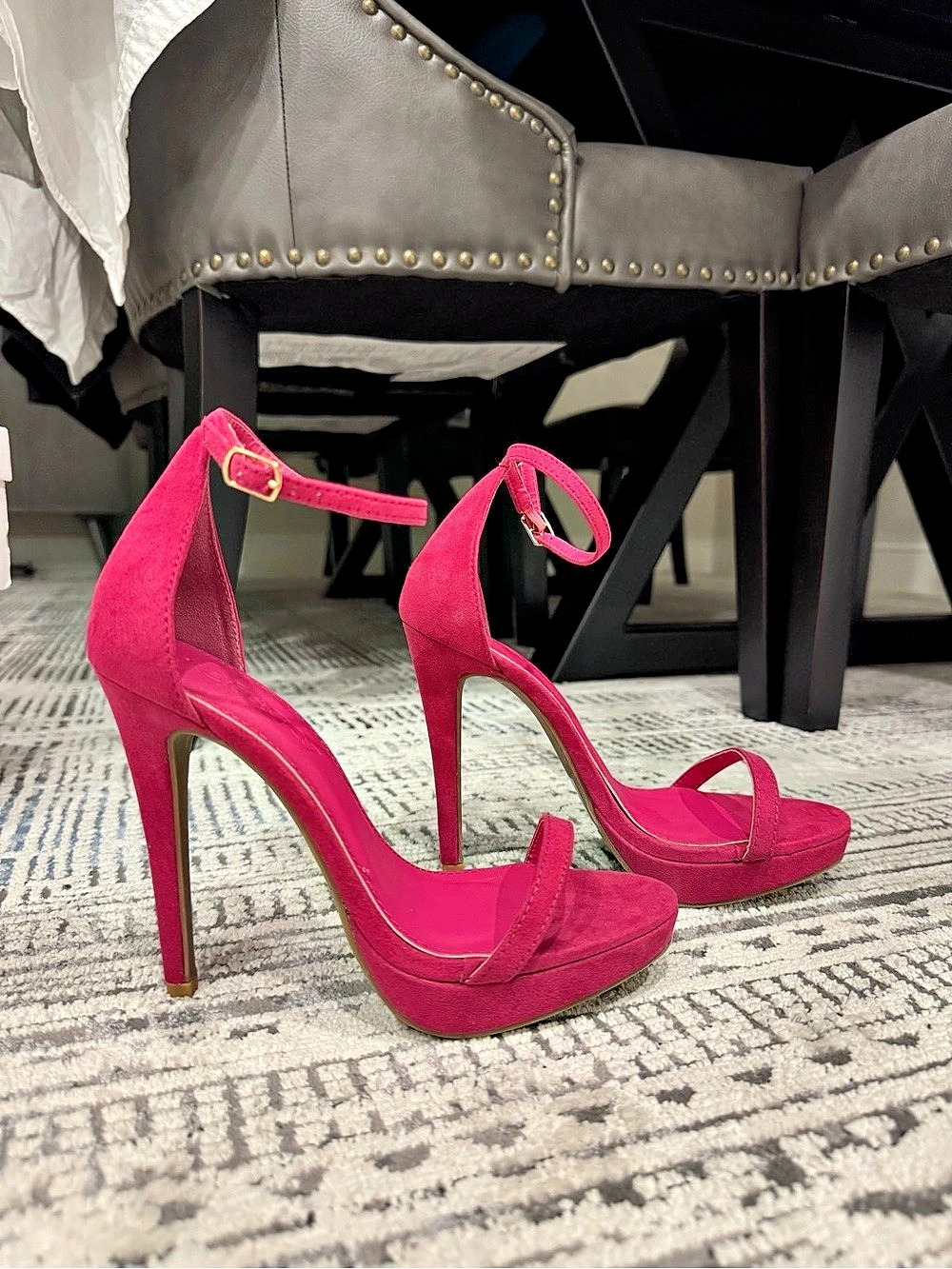 Pink Platform Ankle Strap Heels